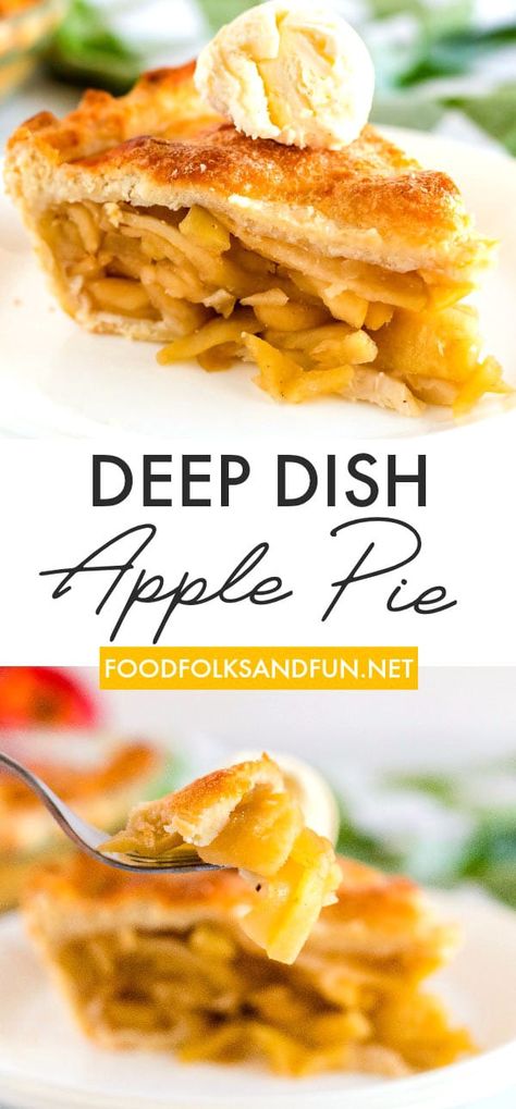 Learn how to make the perfect Deep Dish Apple Pie recipe with an all-butter pie crust. This post also includes a video for the best Apple Pie Tools! Deep Dish Pie Crust Recipe, Deep Dish Apple Pie Recipe, Deep Dish Apple Pie, Friendsgiving Food Ideas, Savory Apple Recipes, The Best Apple Pie, Deep Dish Pie, All Butter Pie Crust, Friendsgiving Food