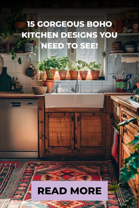 Transform your kitchen into a boho paradise with these 15 stunning designs! From earthy tones to vintage vibes, get inspired by the perfect blend of style and creativity. Click to explore dreamy bohemian kitchens that will make you fall in love with your space all over again. 🌿✨ #BohoKitchen #HomeDecorIdeas Bohemian Kitchens, Bohemian Kitchen, Boho Kitchen, The Bohemian, Design Aesthetic, Kitchen Designs, Vibrant Design, Earthy Tones, Vintage Vibes