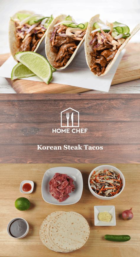 Korean Pork Tacos, Gochujang Mayo, Homechef Recipes, Korean Tacos, Seafood Stuffed Shells, Mahi Mahi Tacos, Korean Pork, Tacos Mexicanos, Chipotle Seasoning