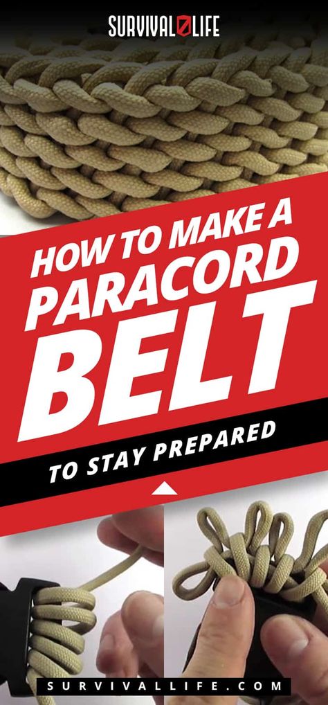 Paracord Belt | How To Make A Paracord Belt To Stay Prepared [Video] Paracord Belt Tutorial, Paracord Belt Diy, Survival Belt, Ideas For Camping, Paracord Belt, Paracord Crafts, Diy Survival, Paracord Projects Diy, Outdoor Skills