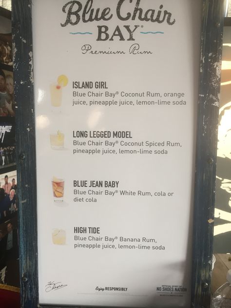 Blue Chair Rum craftwork Blue Chair Rum Recipes, Blue Chair Bay Rum Recipes, Spiced Rum Recipes, Diet Cola, Rum Recipes, Camper Hacks, Bay Rum, Blue Bay, Lemon Lime Soda