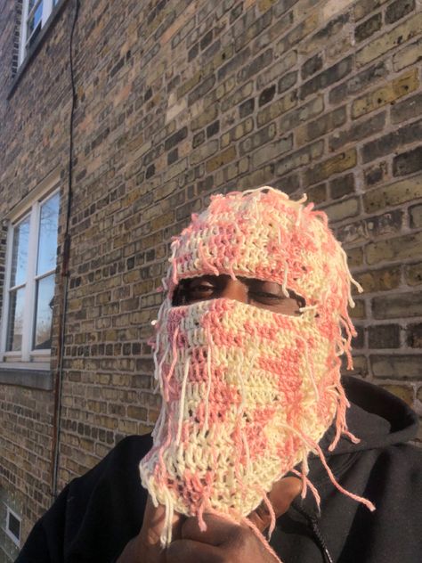 Distressed Balaclava, Crochet Ski Mask, Distressed Crochet, Balaclava Ski Mask, Crochet Men, Crochet Mask, Crochet Fruit, Crochet Clothing And Accessories, Crochet Fashion Patterns