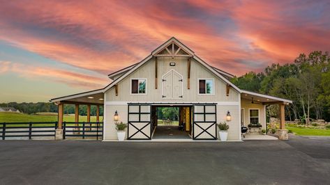 Fabulous Olympic 48 horse barn with all the amenities. | Barn Pros Barndominium Ideas With Horse Stalls, 4 Stall Barn Layout, Barn Floor Plans Livestock, Backyard Horse Barn, Horse Barn With Living Quarters Upstairs, Horse Barn Blueprints, Barn Setup Ideas, Fancy Horse Barns, Horse Barn Designs Layout