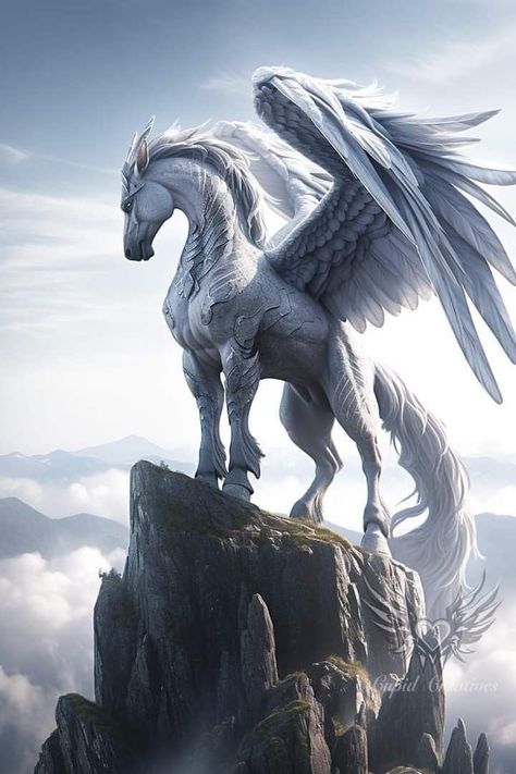 Dark Pegasus Art, Six Winged Dragon, Ghost Dragon, Rare Albino Animals, Pegasus Art, Sleep Hacks, Fantastical Creatures, Tattoo Animal, Magical Horses