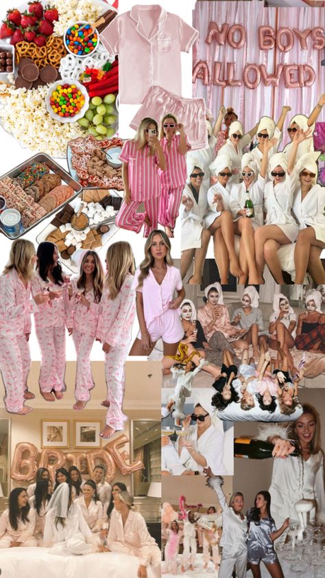 Pjs Bachelorette Party, Pajama Party Bachelorette, Cozy Bachelorette Party, Spa Bachelorette Party Ideas, Bachelorette Slumber Parties, Bachelorette Outfit Themes, Bachelorette Theme, No Boys Allowed, Bachelorette Themes