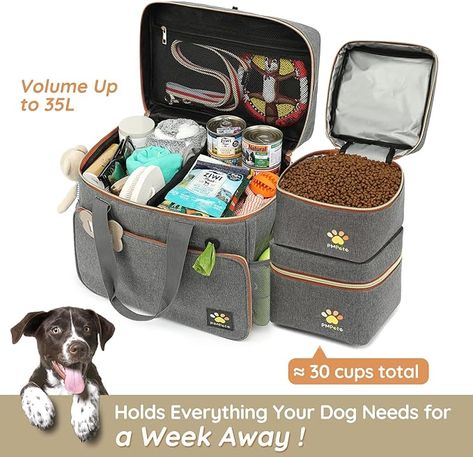 Pmpete Dog Travel Bag for Traveling| Week Away/Overnight Dog Travel Accessories with Multi-Function Pockets|Pet Travel Set for Dog and Cat|Ideal Dog Diaper Bag and Dog Travel Kit(Grey) Dog Travel Accessories, Dog Travel Bag, Medical Bag, Pocket Pet, Dog Essentials, Cat Travel, Dog Diapers, Travel Set, Dog Travel