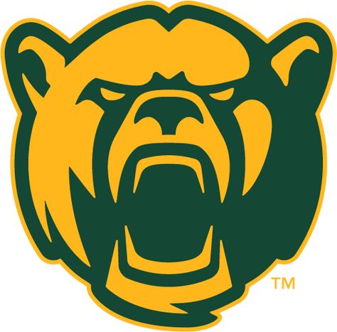 Baylor Bears Alternate Logo (2019-Pres) - Bear face growling in green and gold Baylor Bears Logo, Bear Drink, Logo Colors, Sport Logo Design, Bear Names, Baylor University, Baylor Bear, College Logo, Bear Face