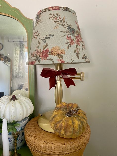 Autumn decor , velvet ribbon , cottage decor , english cottage , fall decor , cottagecore Cottage Fall Decor, Floral Lampshade, Cozy Fall Decor, Cottagecore Cottage, Dried Florals, Autumn Decor, English Cottage, Velvet Ribbon, Cozy Fall