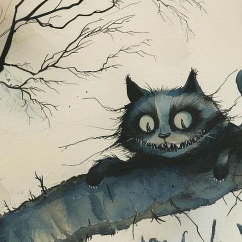 Gus Fink on Instagram: "bidding starts at 25 usd for a “Alice and Cheshire” signed print, comment with your bid below  . #cheshire #catalovers #aliceinwonderland #alice" Cheshire Cat Cosplay Male, Cheshire Cat Pfp, Chesire Cat Aesthetic, Cheshire Cat Fanart, Cheshire Cat Aesthetic, Cheshire Art, Cheshire Cat Face, Cheshire Cat Wallpaper, Cheshire Cat Drawing