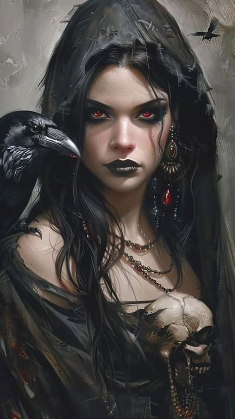 Goddess Of Sorcery, Vampire Art Female Gothic, Hekate Tattoo, Vampire Tattoo Designs, Iron Druid, Druid Tattoo, Hero Quest, Crow Movie, Witch Pictures