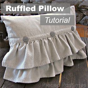 DIY Dropcloth Project / Pillow Idea / Easy Home Decor Drop Cloth Projects, Ruffle Pillow, Pillow Tutorial, Pretty Pillow, Sewing Pillows, 자수 디자인, Drop Cloth, Diy Pillows, A Pillow