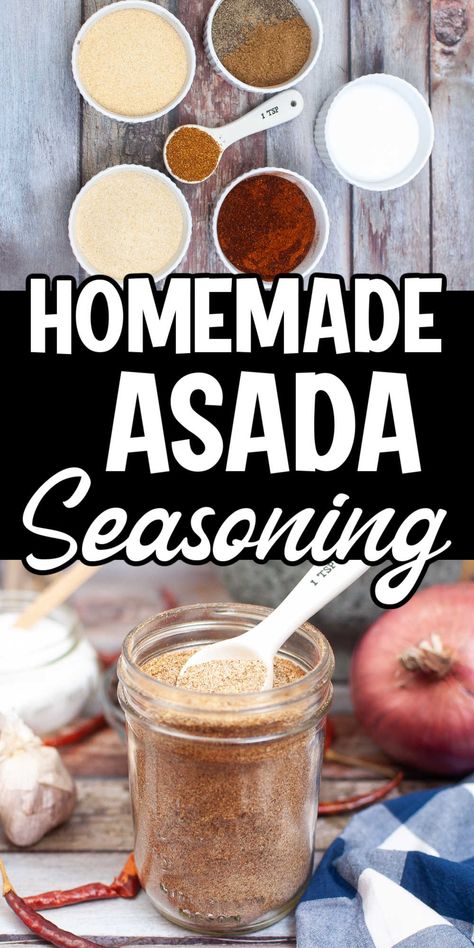 This homemade Asada seasoning recipe is delicious for seasoning flank steak, Carne Asada, ground beef or shredded chicken for street tacos or burritos. Asada Seasoning Recipe, Steak Taco Seasoning, Homemade Seasoning Mixes, Carne Asada Seasoning, Asada Marinade, Meat Marinades, Carne Asada Marinade, Carne Asada Fries, Carne Asada Recipes