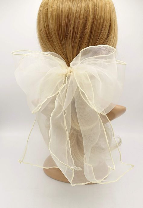 Wow picks! organza double layered bow for women at $13.78 Choose your wows. 🐕 Organdy Fabric, Tulle Fashion, Layered Bow, Alexis Dress, Big Hair Bows, Large Hair Bows, Bow Women, Tulle Bows, Bow Tutorial