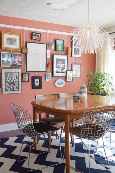 Picture Rail Wall Ideas                                                                                                                                                                                 More Picture Rail, Eclectic Home, Eclectic Style, Dining Room Design, Eclectic Decor, Dining Room Sets, Apartment Therapy, Room Table, Home Improvement Projects