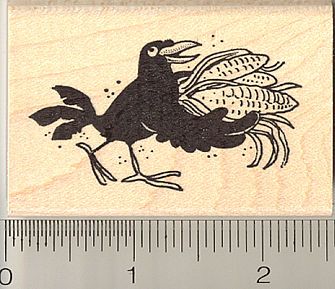 Black Crow with Corn Rubber Stamp (H10115) $10 at RubberHedgehog.com Bird Rubber Stamps, Halloween Rocks, Crow Art, Black Crow, Ohio Usa, Seal Stamps, Holiday Themes, Ink Pad, Maple Wood