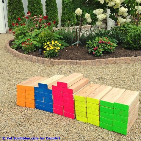 DIY Giant Outdoor Jenga Game Outdoor Party Games Kids, Outdoor Jenga, Yard Jenga, Kid Party Games Outdoor, Giant Jenga Game, Giant Outdoor Games, Party Games Kids, Patio Paint, Outdoor Yard Games