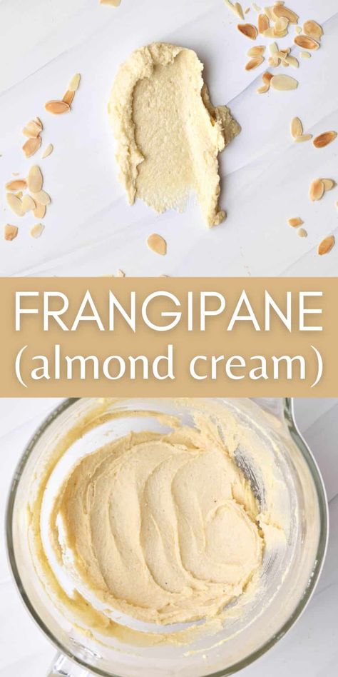 This French Almond Cream recipe (frangipane) is the perfect filling for tarts and pastries. To make almond croissant filling, almond tarts, bakewell tart or all kinds of french pastry recipes. The almond cream recipe walks you step by step through how to make frangipane for tarts, delicious desserts and tasty treats. The easy filling can be used to make gallette des rois, pear and almond tarts and frangipane cake. Almond Croissant Filling, French Almond Cake Recipe, Croissant Filling, French Pastry Recipes, Almond Filling Recipe, Pastries To Make, Almond Cream Recipe, Frangipane Cake, Almond Tarts