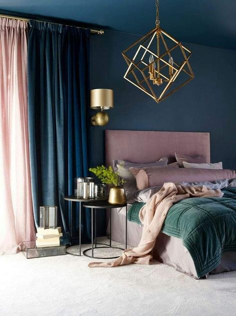 Room Divider Diy, Blue And Pink Bedroom, Blush Pink Bedroom, Interior Boho, Bedroom Color Combination, Interior Vintage, Gorgeous Bedrooms, Pink Bedrooms, Shabby Chic Bedroom