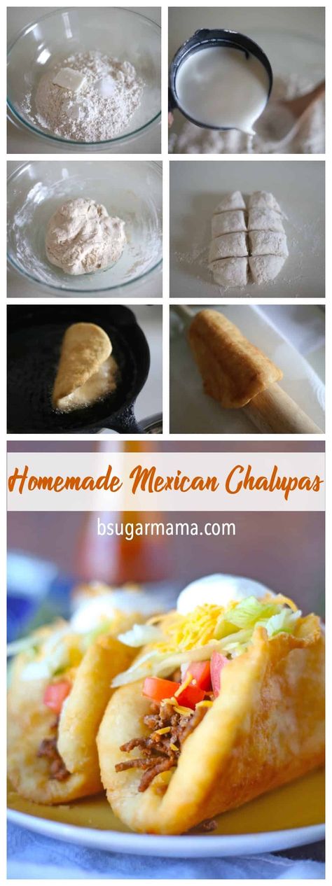 Make this Taco Bell Copycat Mexican Chalupas recipe for dinner! The chalupa bread is really easy to make and you can fill the chalupa with ground beef, chicken, diced tomatoes, cheese, and sour cream. You will love these Mexican Chalupas for dinner! #mexican #mexicanfood #tacobell #copycat Homemade Chalupas, Mexican Chalupas, Chalupas Recipe, Mexican Chalupas Recipe, Chalupa Recipe, Mayo Baked Chicken, Taco Bell Copycat, Dinner Mexican, Homemade Mexican