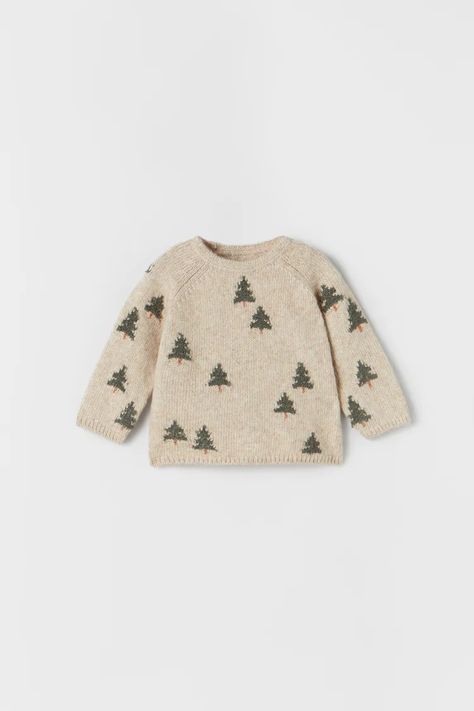 Newborn Baby Knitwear | ZARA United States Baby Christmas Sweater, Boys Winter Clothes, Baby Boy Christmas Outfit, Poncho Pullover, Christmas Tree Sweater, Boys Christmas Outfits, Kids Winter Fashion, Baby Boy Christmas, Tree Sweater