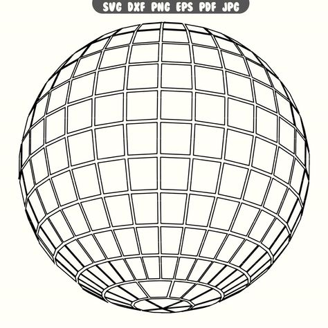 Disco Ball Silhouette, Disco Ball Template, Disco Ball Pattern, Disco Ball Outline, Cartoon Disco Ball, Disco Ball Drawing, Disco Ball Clipart, Swiftie Party, Globe Drawing