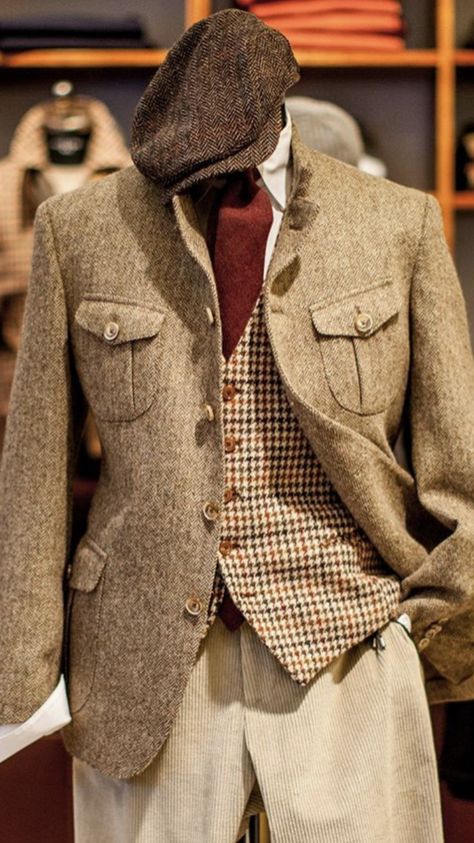 Tweed Vest Outfit, Tweed Jacket Outfit Mens, Classic British Style Men, Gentlemen Aesthetic, Heritage Style Men, Country Style Men, 30s Mens Fashion, English Country Fashion, Tweed Jacket Outfit