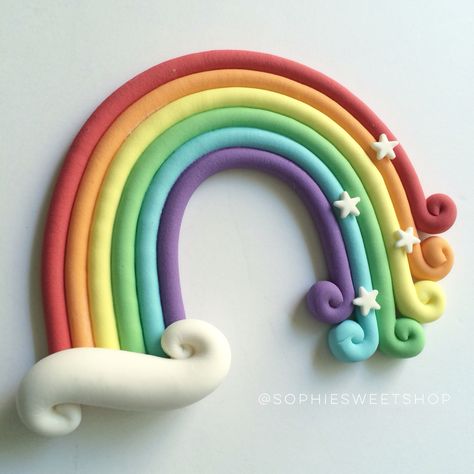 Fondant Rainbow Cake Topper, Rainbow Cake Birthday, Gökkuşaği Pasta, Rainbow Topper, Fondant Unicorn, Fondant Rainbow, Carson California, Rainbow Cake Topper, Pony Cake