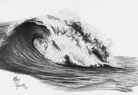 wave drawing Realistic Wave Drawing, Charcoal Seascape, Wave Drawings, Draw Ocean, Ocean Wave Drawing, Waves Sketch, Inspo Sketch, Pencil Drawings Of Nature, Ocean Drawing