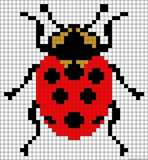 Bug Cross Stitch, Graph Crochet, Pixel Crochet, Tapestry Crochet Patterns, Pola Kristik, Pixel Pattern, Loom Bands, Pixel Art Pattern, Crochet Tapestry