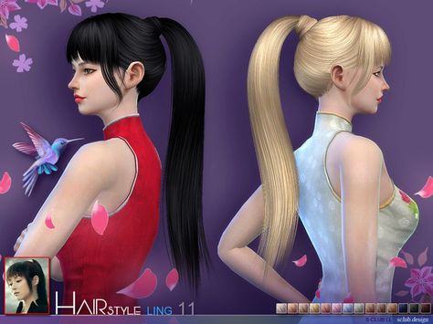 S-Club's sclub ts4 hair Ling n11 Ts4 Hair, Hair Shrinkage, Banana Hair Clips, Banana For Hair, Sims Hair, Sims 1, Sims Community, High Ponytails, The Sims4