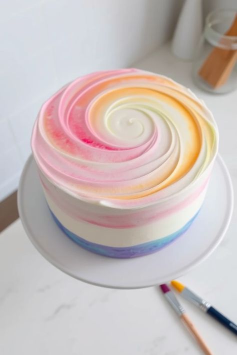 Tie Dye Unicorn Cake, Ombre Sheet Cake, Rainbow Cake Diy, Number 9 Birthday Cake, Rainbow Frosting Cake, Easy Cake Decorating Birthday, Rainbow Cake Designs, Disney Princess Cake Ideas, Iridescent Cake