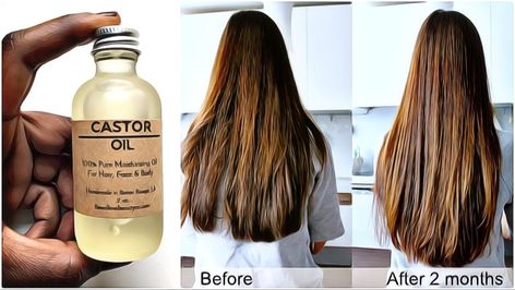 Using Castor Oil For Hair Growth, Benefit Of Castor Oil, How To Use Castor Oil For Hair, How To Apply Castor Oil To Hair, Castor Oil Before And After, Black Castor Oil Hair Growth, Hair Castor Oil, Castro Oil, Castor Oil Hair