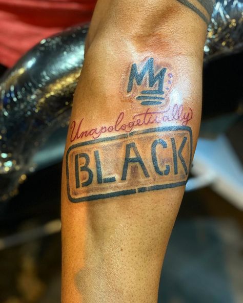 Unapologetically Black Tattoo, Hand And Finger Tattoos, Unapologetically Black, Stylist Tattoos, Black Tattoo, Finger Tattoos, Black Boys, Black Culture, Black Tattoos