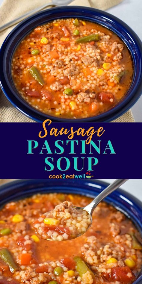 Pastina Recipes, Pastina Soup, Tiny Pasta, Italian Soup Recipes, Canned Tomatoes, Homemade Soup Recipe, Mild Italian Sausage, Italian Soup, Hot Italian Sausage