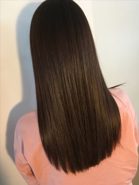 Long brown hair straight haircut Hair Cuts Long Straight, Long One Length Haircut, Long Brown Hair Cuts, Dark Brown Hair Straight, Hair Cuts Straight, Straight Dark Brown Hair, Straight Hair Cut, Dark Brown Straight Hair, Brown Hair Straight