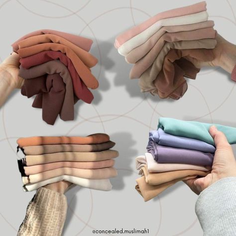 Hijab Colors For Skin Tones, Hijab Display, Types Of Hijab, Hijab Colours, Georgette Hijab, Hijab Colors, Color Knowledge, Jersey Scarf, Dark Background Wallpaper