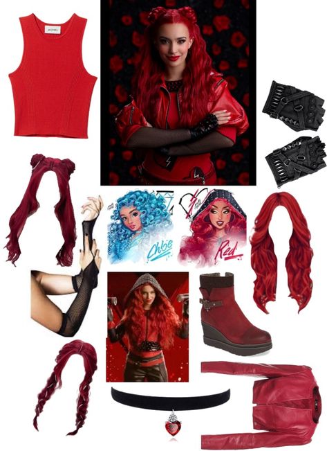 Rise Of Red Costume Diy, Descendants Rise Of Red Costume Diy, Descendants Red Costume, Diy Red Descendants Costume, Red Descendants Costume, Descendants Inspired Outfits, Disney Character Outfits, Descendants Costumes, Red Halloween