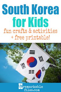 Learning about South Korea is fun and hands-on with these free crafts, ideas, and activities for kids! #southkorea #korea #educational Korea Activities, All Around The World Crafts For Kids, Around The World Crafts For Kids, Korean Crafts, Korean Writing, Korea Language, Geography For Kids, World Geography, Theme Activity