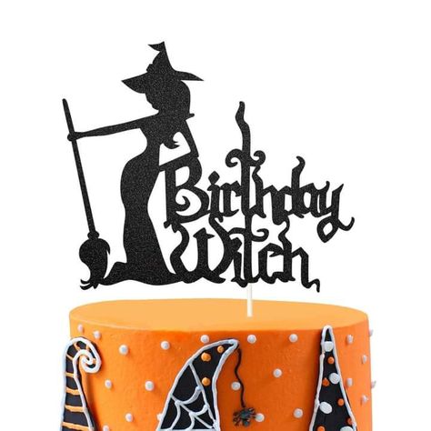 Halloween Cake Birthday, Happy Birthday Witch, Witch Hat Cake, Witch Cake Topper, Birthday Witch, Witchy Words, Witch Cake, Halloween Fireplace, Hat Cake