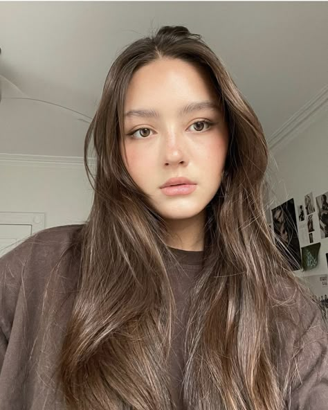 Neutral Hair Color, Lilly Chee, Honey Lips, Light Brown Eyebrows, Bambi Beauty, Mabel Chee, Face Claim Girl, Medium Brown Hair Color, Hairstyles For Round Face