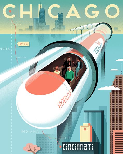 Train Illustration, Future Poster, The Jetsons, Futuristic City, Future City, Retro Futuristic, Retro Futurism, Flat Illustration, Illustrations And Posters