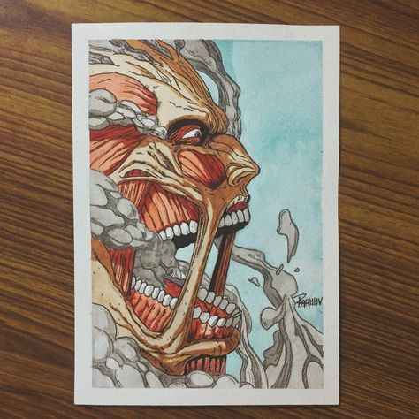 Colossal Titan Drawing, Attack On Titan Drawings, Attack On Titan Painting, Attack On Titan Drawing, Titan Drawing, Illustration Art Drawing Sketches, Beautiful Pencil Drawings, Graphic Novel Art, Doodle Art Drawing