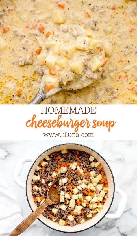 Healthy Delicious Soups, Cheeseburger Soup Recipe, Meat And Veggies, Homemade Cheeseburgers, Cheese Burger Soup Recipes, Cheeseburger Soup, Vegetable Beef Soup, Soup Recipes Slow Cooker, Superbowl Party Food