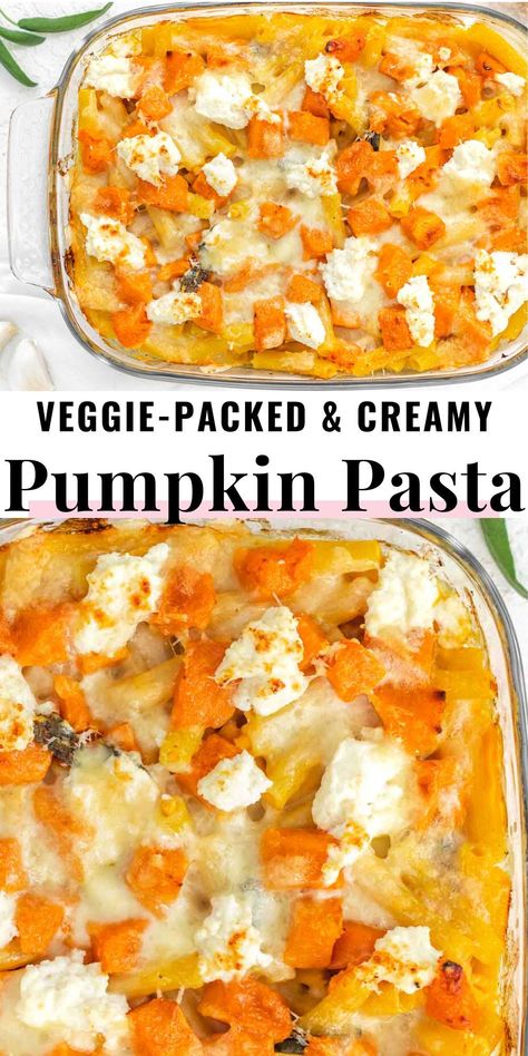 Halloween Casseroles, Pumpkin Guts Recipe, Pumpkin Lasagne, Pumpkin Pasta Bake, Veggie Pasta Bake, Sweet Dumpling Squash, Pumpkin Pasta Recipe, Pasta Bake Vegetarian, Fall Casseroles