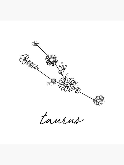 Taurus Wildflower Tattoo, Taurus Zodiac Flower, Taurus Constellation Nails, Zodiak Taurus, Taurus Flower, Aquarius Constellation Tattoo, Taurus Constellation Tattoo, Aries Constellation Tattoo, Virgo Constellation Tattoo