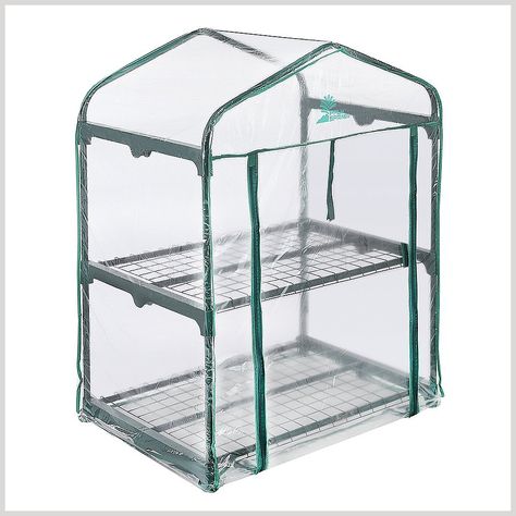 Palm Springs 2 -Tier Mini Greenhouse with Cover and Roll-up Zipper Door Mini Greenhouse Indoor, Garden Dome, Greenhouse Indoor, Garden Igloo, Portable Shelves, Portable Greenhouse, Walk In Greenhouse, Wire Shelves, College Diy