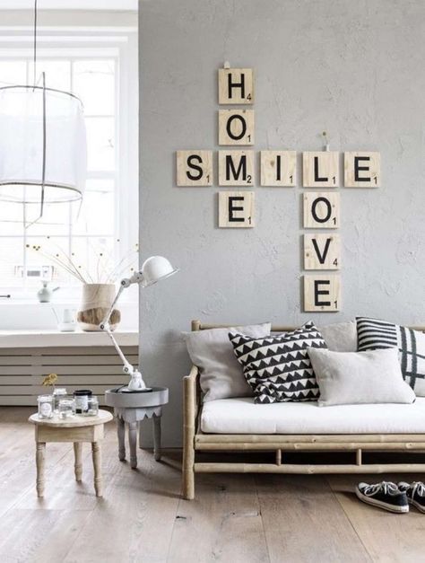 decorar paredes sin cuadros - #decoracion #homedecor #muebles Scrabble Tiles, Design Del Prodotto, Linen Closet, Home Fashion, 인테리어 디자인, Home Decor Bedroom, Home Deco, Room Inspiration, The Wall