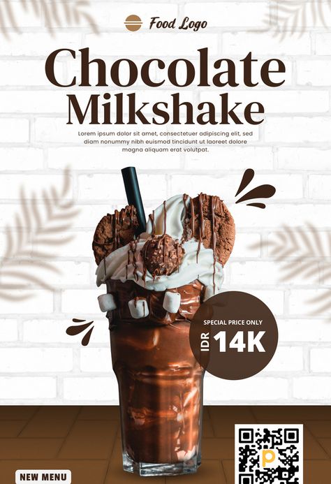 Food Promotion, Restaurant Poster, Elegant Food, Poster Template Free, Vanilla Milkshake, Food And Restaurant, Food Template, Summer Smoothies, Restaurant Catering