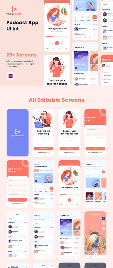 Podcast App Design, Ios App Design Inspiration, Onboarding App, Ios App Ui, App Design Trends, Application Ui Design, Ui Kit Design, Make A Podcast, Free Assets