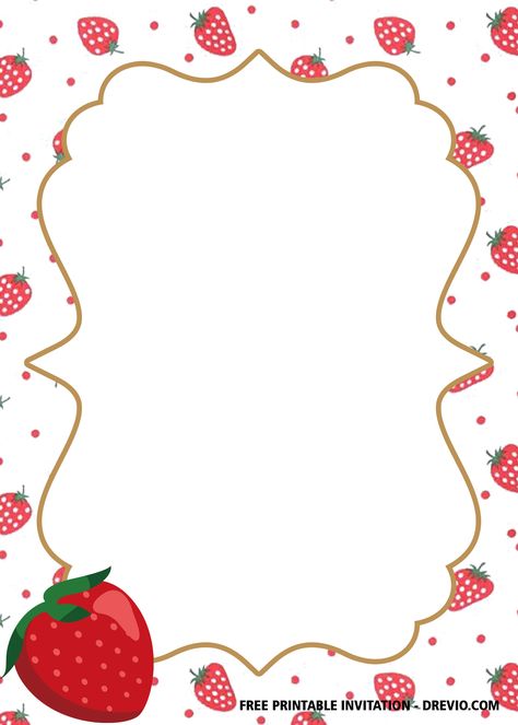 Nice FREE Printable Strawberry Birthday Invitation Templates #free #freeinvitation2019 #birthday #disney #invitations #invitationtemplates Strawberry Birthday Invite, Berry First Birthday Free Printables, Strawberry Printables Free, Printable Strawberry Template, Berry First Birthday Invitation Template, Berry First Birthday Invitation Free, Strawberry Shortcake Invitation Template, Strawberry Border Design, Strawberry Invitation Template